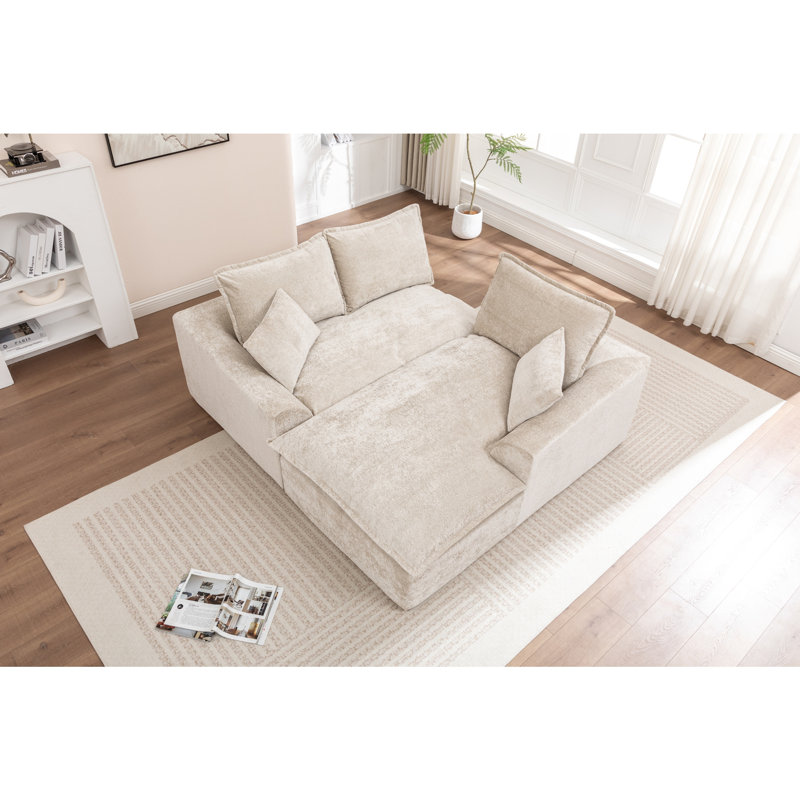 Grand Canapé Boneless, Beige, Orienté à gauche (vu de face)