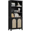 Bibliothèque de ferme et bibliothèque avec porte, bibliothèque de 70 po de hauteur avec trois niveaux de rangement ouvert, tablettes de présentation au sol, bibliothèques