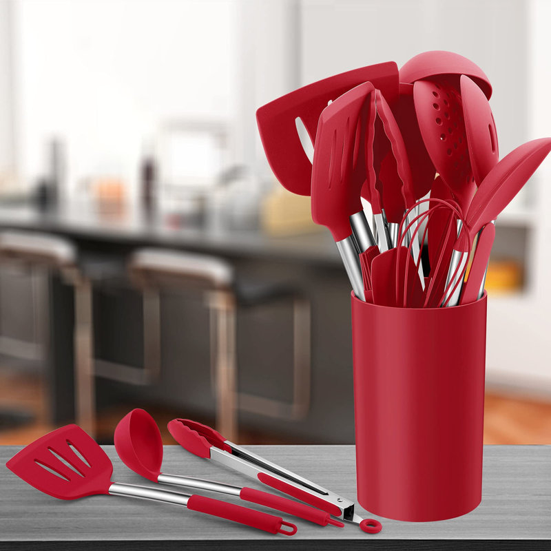 25-Piece Silicone Cookware Set, Red