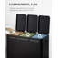 Kitchen Bin, 3 x 15 L Recycling Bins for Kitchen, Colored Pedal Bin with Lid, Removable Inner Buckets, Stainless Steel Rubbish Bins for Recycling and Waste, for Kitchens -123495721