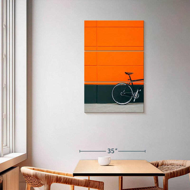 Mehar Bicycle On Orange, 57" H x 36" W