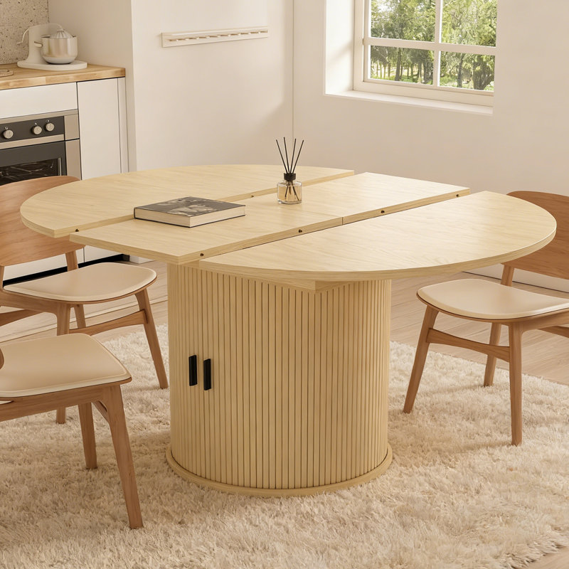Table de salle à manger extensible de style campagne moderne | Base de rangement cachée à 8 compartiments | 4 à 6 places
