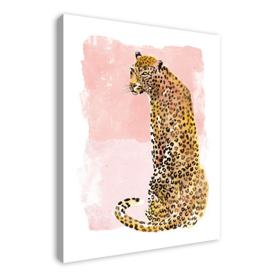 «Watercolor Leopard on Two Tone Blush», reproduction d'art sur toile