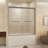 Tempered Glass With Explosion Proof Film, Aluminum Frame Double Sliding Shower Door, "1/4 (6 Mm), Stainless Steel Handle,Gun Ash-121059965