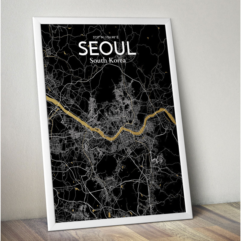 Seoul City Map - No Frame Print, 127.4cm H x 61cm W x 0.1cm D