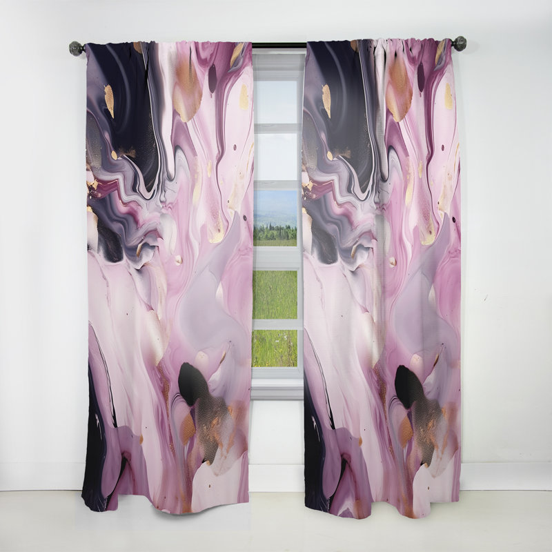 Gagan - Electric Marble Ink Art IV - Abstract Marble Curtain - Velvet Room Darkening - 1 panel, 52" W x 84" L