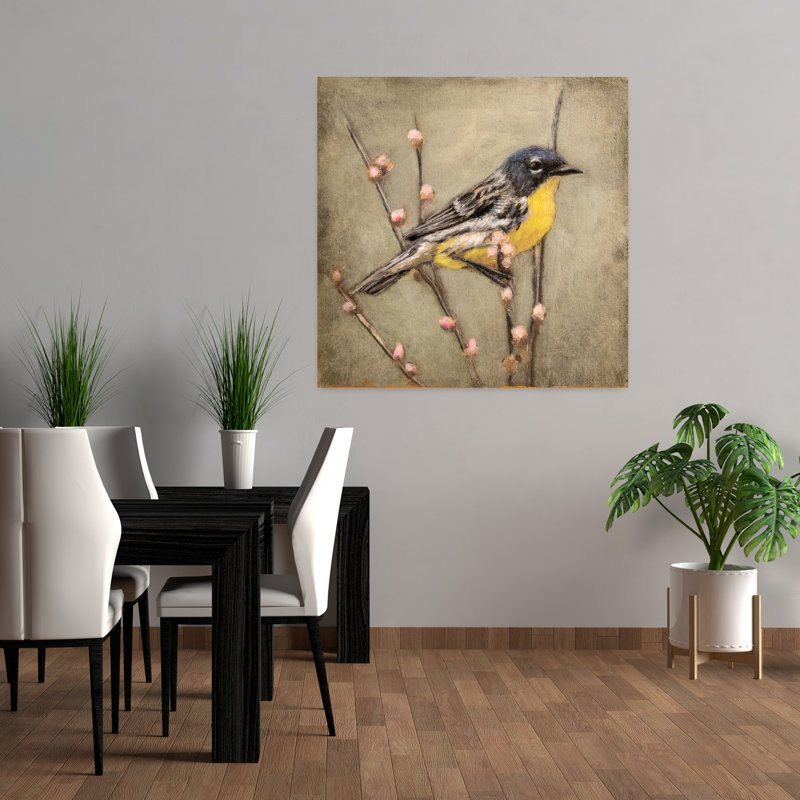 Joyeux printemps, oiseau contemporain, art mural, H 36 po x l 36 po