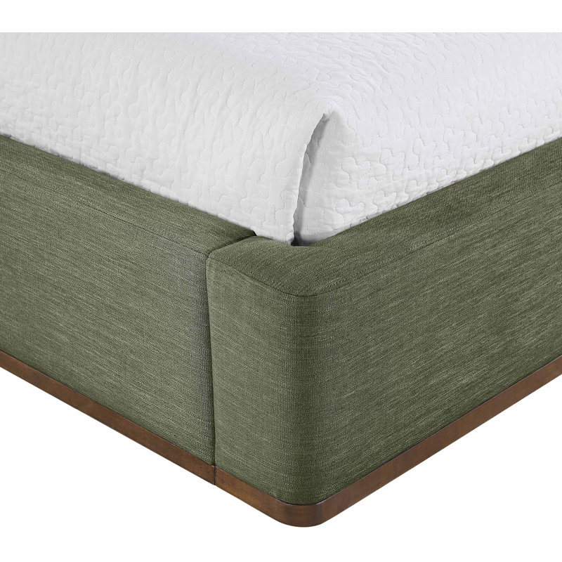 Lit tapissier Aurin Alpharetta, Brun noyer/vert olive, Lit simple