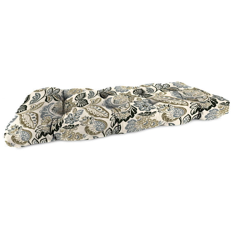 46" x 19" Contoured Outdoor Wicker Bench Cushion, Dailey Pewter