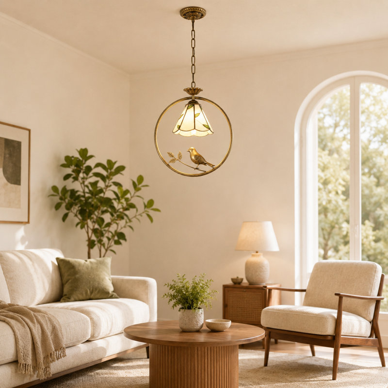 1 - Light Tiffany Style Bird Cage Pendant Light (Bulb Include)