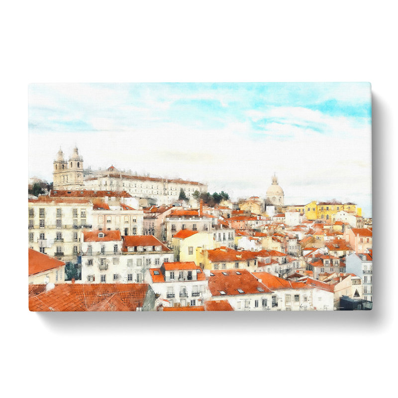 Alfalma Lisbon Portugal Skyline - Wrapped Canvas Painting, 35cm H x 50cm W x 3cm D