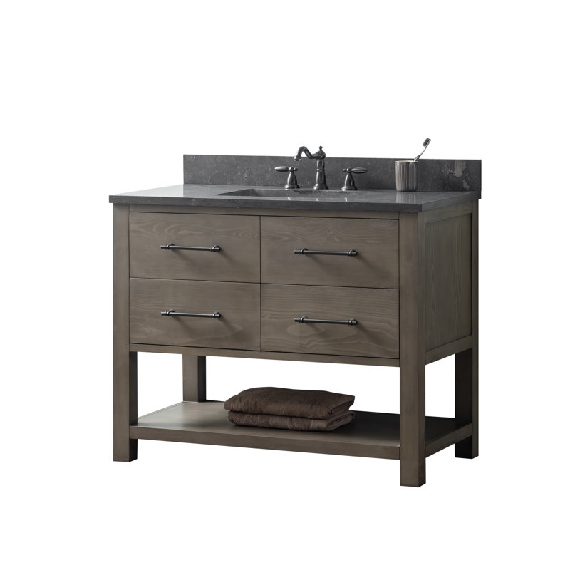 Ensemble de meuble-lavabo simple 42 po Keri, Gris fumée / noir mat