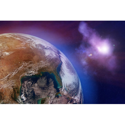 Earth With Stars - Wrapped Canvas Print
