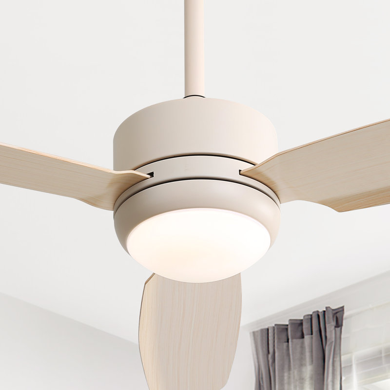 Norbu 47" 3-ABS-Blade Modern Indoor/Outdoor Ceiling Fan with Dimmable LED Lights, Remote Control, Cream with Cream Blades