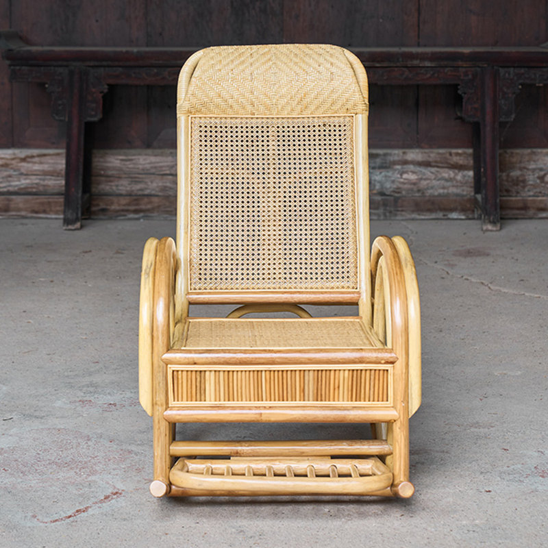 Chaise berçante moderne en rotin simple tissé moderne, Brun