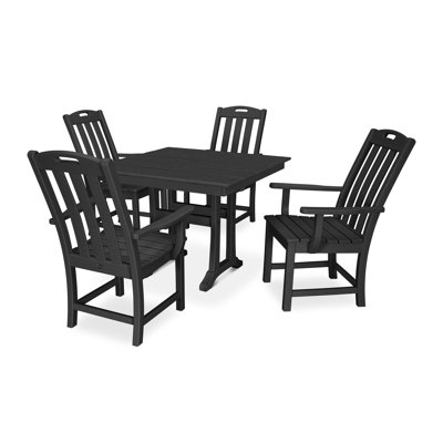 Yacht Club 5-Piece Farmhouse Trestle Arm Chair Dining Set -  Trex Outdoor, TXS461-1-CB