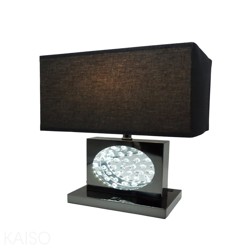 Lampe de table rectangulaire en cristal 1pc, Noir