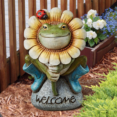 Statue fleurie grenouille amusante