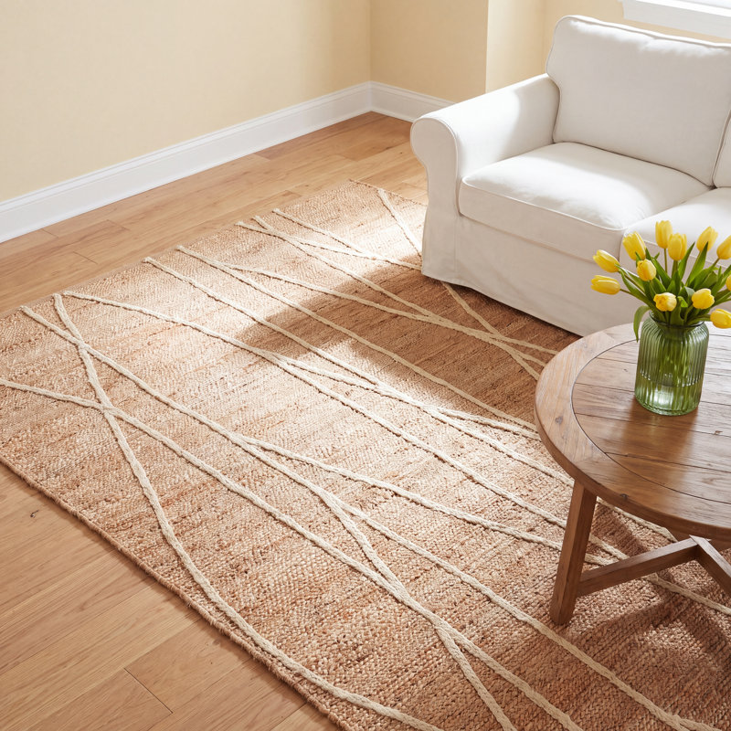Albemarie Geometric Handmade Natural/Ivory Area Rug, Rectangle 3'6" x 5'6"