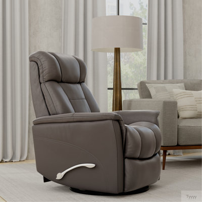Global Home Swivel Glider Recliner With Manual Adjustable Headrest & Footrest In Oslo Pecan