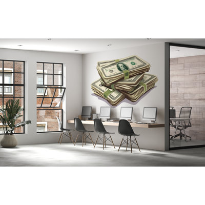 Money Stack Wall Decal, Dollar Bills Wall Sticker, Cash Stack Wall Art, Office Wall Decor, Hustle Motivation Decor, Vinyl Wall Decals 246GM