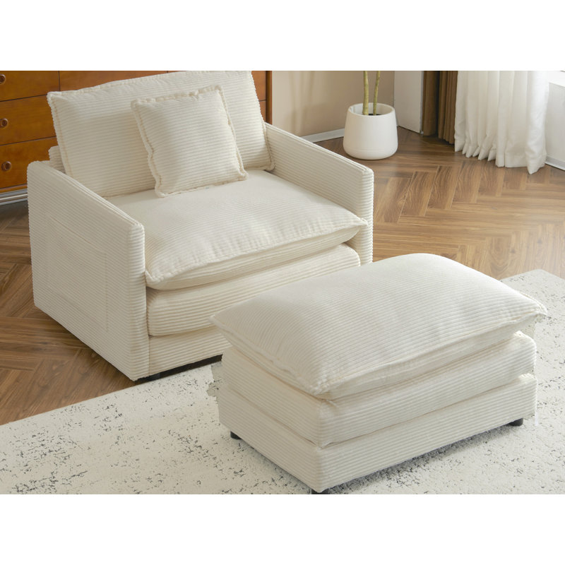 Canapé en velours côtelé de 41 po de largeur, Beige