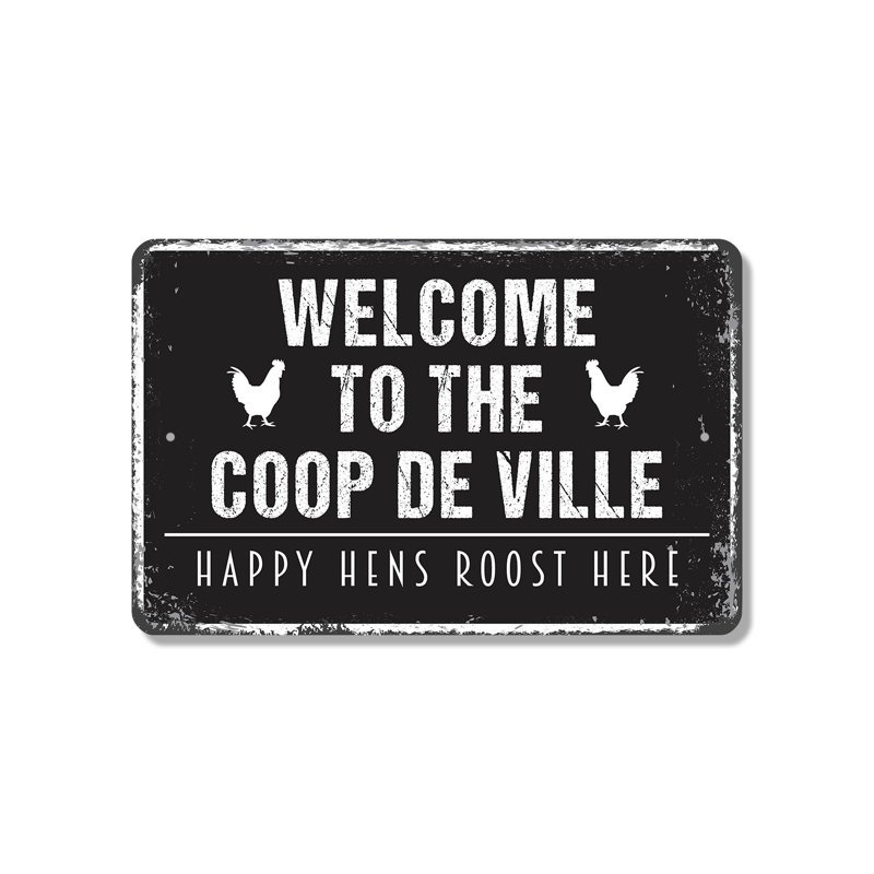 Plaque de poulailler en plastique 8 po x 12 po Coop De Ville