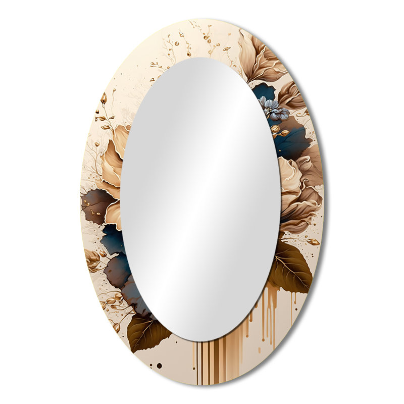Miroir mural brun et bleu Hibiscus Bouquet III, 36 po x 24 po
