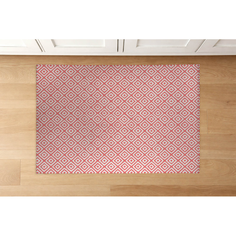 Tapis de cuisine Ikat, Rectangulaire 2 pi x 3 pi, Vieux rose