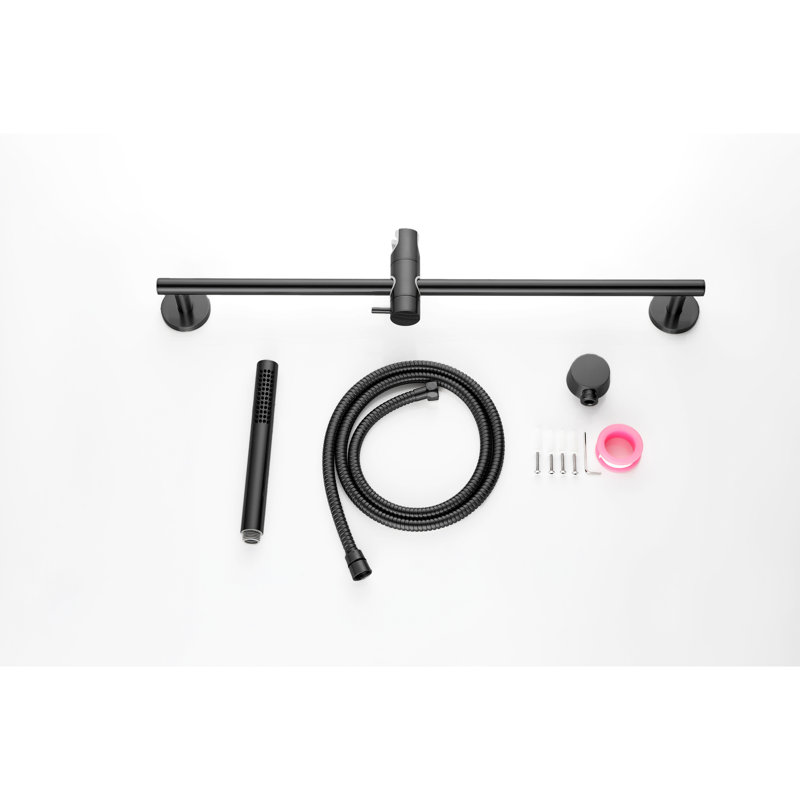 - Douche performante avec barre coulissante de 28 pouces et boyau de 59 pouces - buses à hauteur réglable, aspect noir mat en acier inoxydable