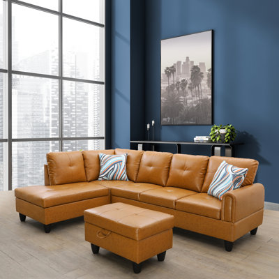 Addalyne Faux Leather L-Shaped Sectional