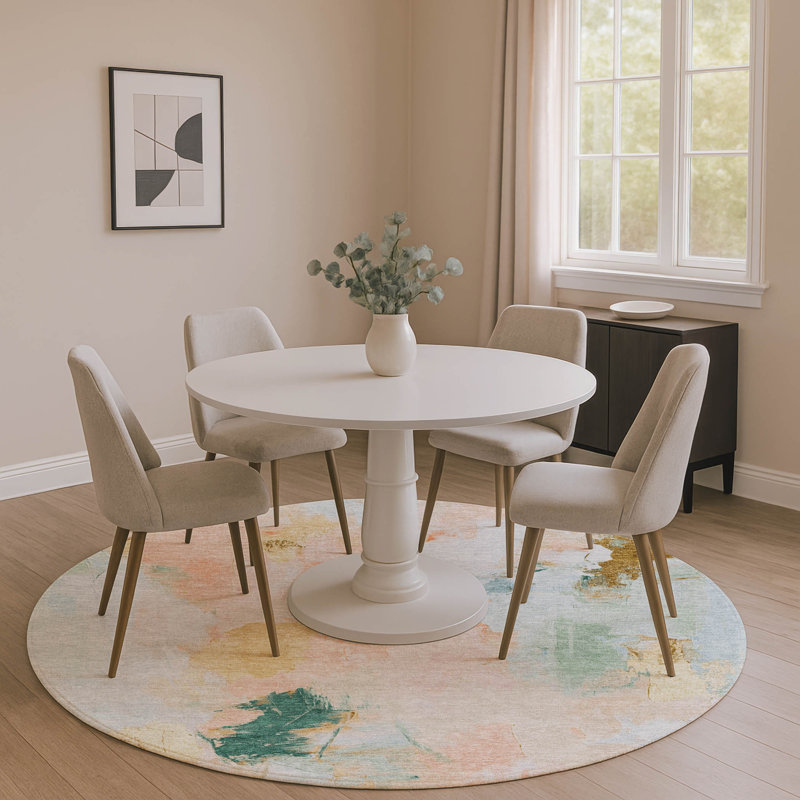 Premium Machine Washable Emest AMF1914 Abstract Rug, Round 8'