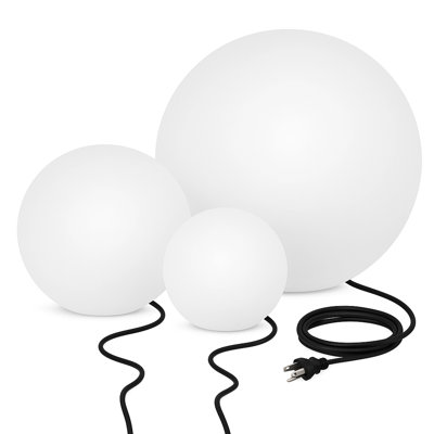 Ensemble de globes lumineux d'extérieur à DEL 12 po, 16 po et 24 po Bundle