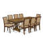 Cet ensemble de salle à manger 9 pièces comprend une table de salle à manger et 8 chaises de cuisine en tissu de polyester beige à haut dossier - finition noyer antique-240995837-260070353-260070317