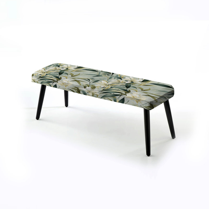 Bamboo Whispers - motif tropical II - banc rembourré noir Tropical