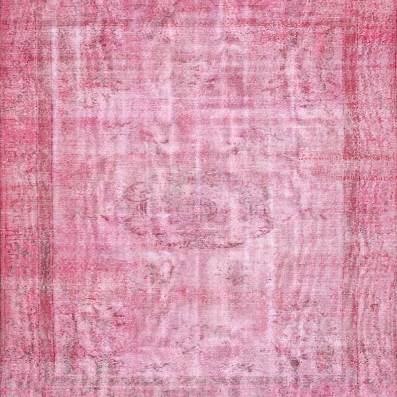 Tapis floral en laine rose clair, Carré 3 pi