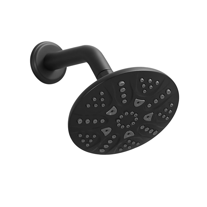 Modern 6-Spray Patterns With 1.8 GPM 6 In. Wall Mount Rain Fixed Shower Head, Matte Black