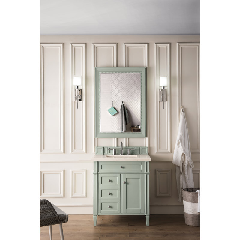 Brittany 30'' W Single Vanity, Eternal Jasmine Pearl, 8" Widespread, Sage Green