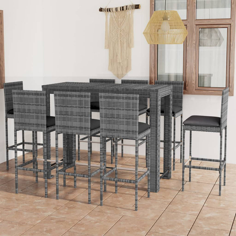Cyress Rectangular 9 - Piece 8 - Person 60.5Cm L Outdoor Standing Height Table Set, Grey, Grey