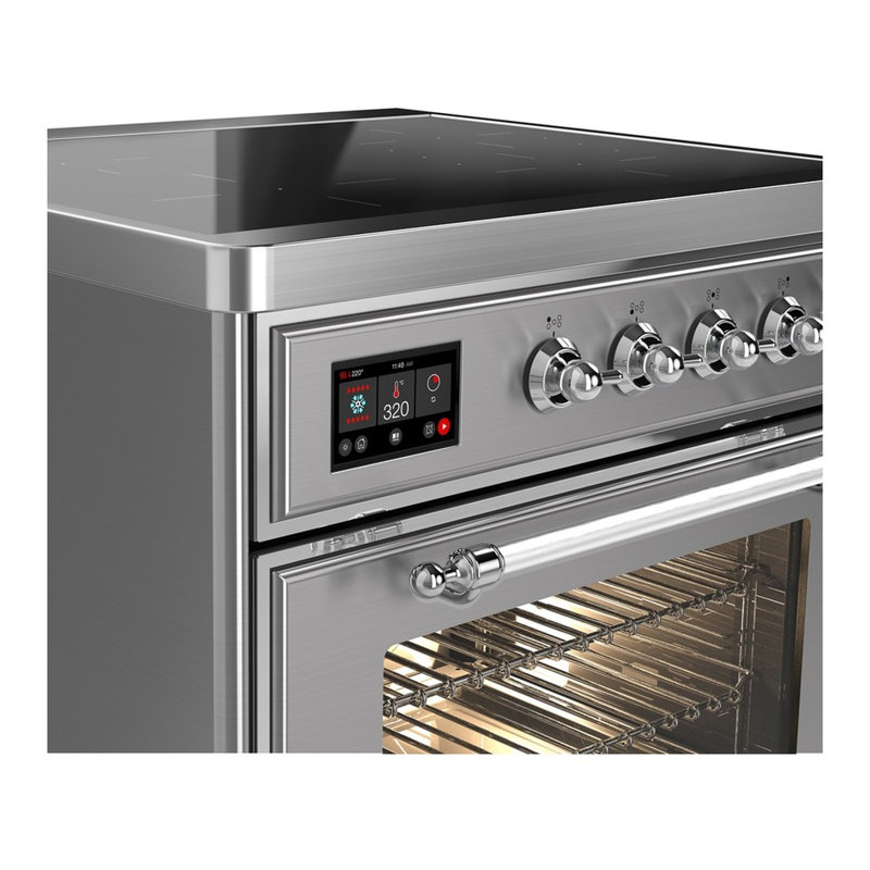 Cuisinière à induction ILVE Majestic III Series 30 po avec 4 éléments à induction (porte en verre), Acier Inoxydable