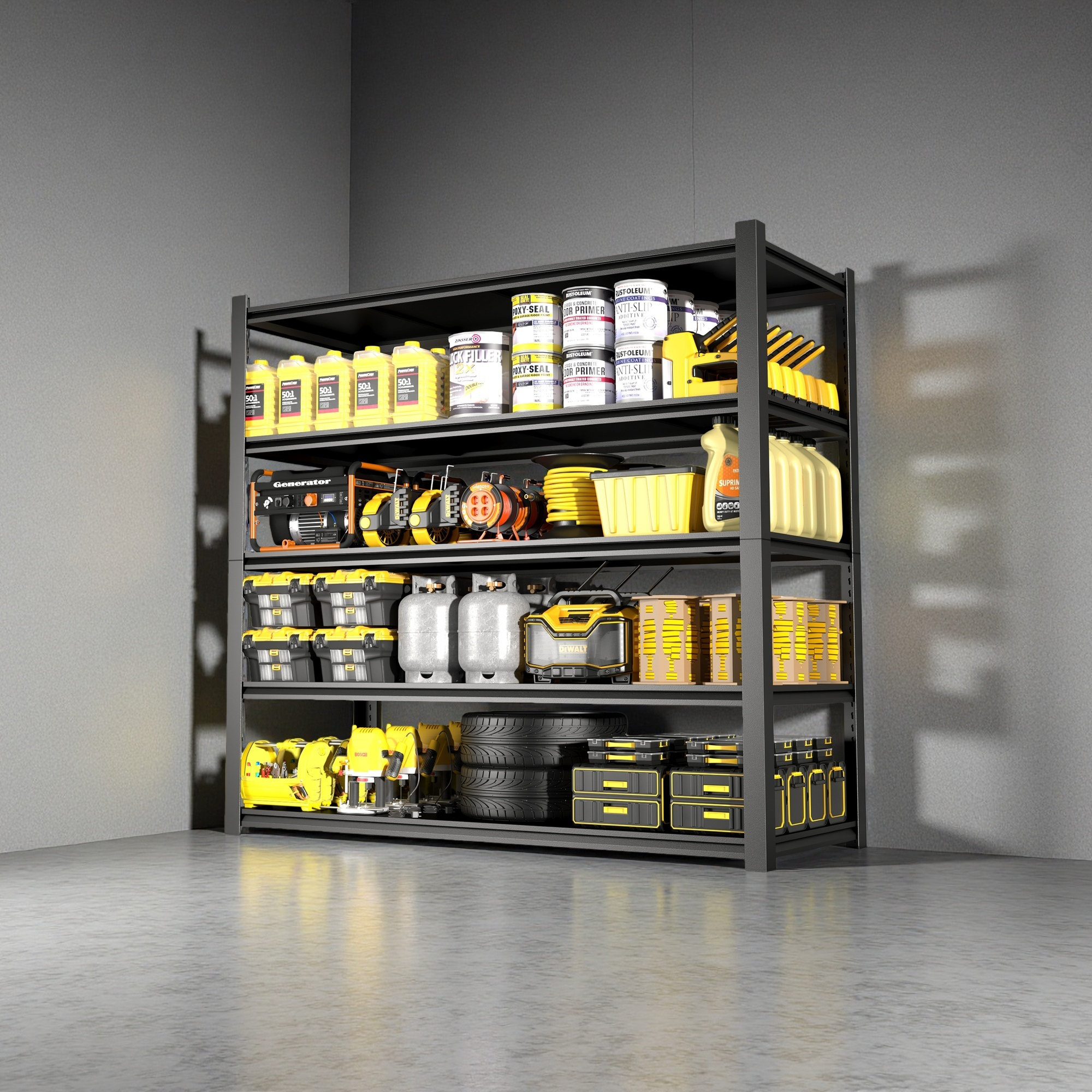 17 Stories 83.86 Inches Metal Garage Storage Rack, Heavy-Duty Steel ...