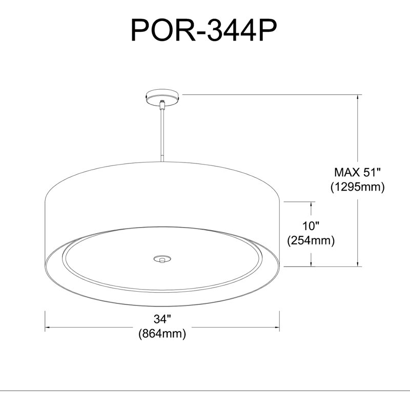 Porscha 4 Light Incandescent Pendant, 10" H x 34" W x 34" D