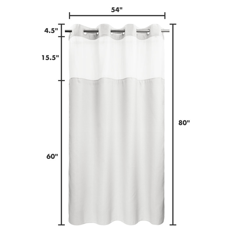 Rideau de douche Ramjani Waffle Weave, Blanc, H 80 po x l 54 po