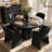 4 - Person Dining Table Sets With Solid Wood Round Table & 4 Upholstered Fabric Chairs-876203493-876203494