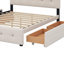 Grand lit plateforme tapissier avec tête de lit classique et tiroirs-595469563