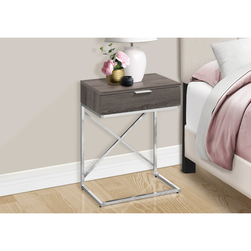 Wason End Table with Storage, Silver, Taupe