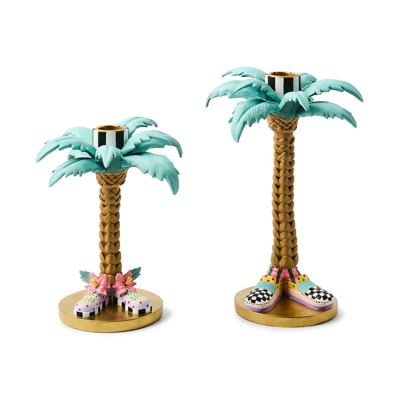 Patience Brewster Palm Tree Candle Holders, Set Of 2