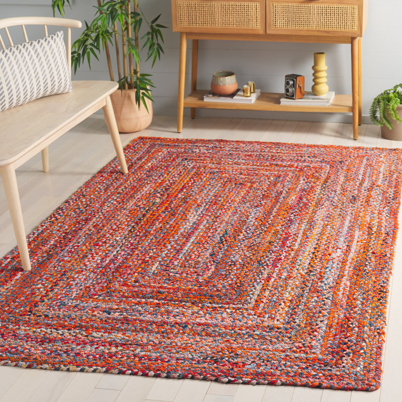 Braided Hand Woven Cotton Solid Color Indoor Rug, Rectangle 5' x 8'