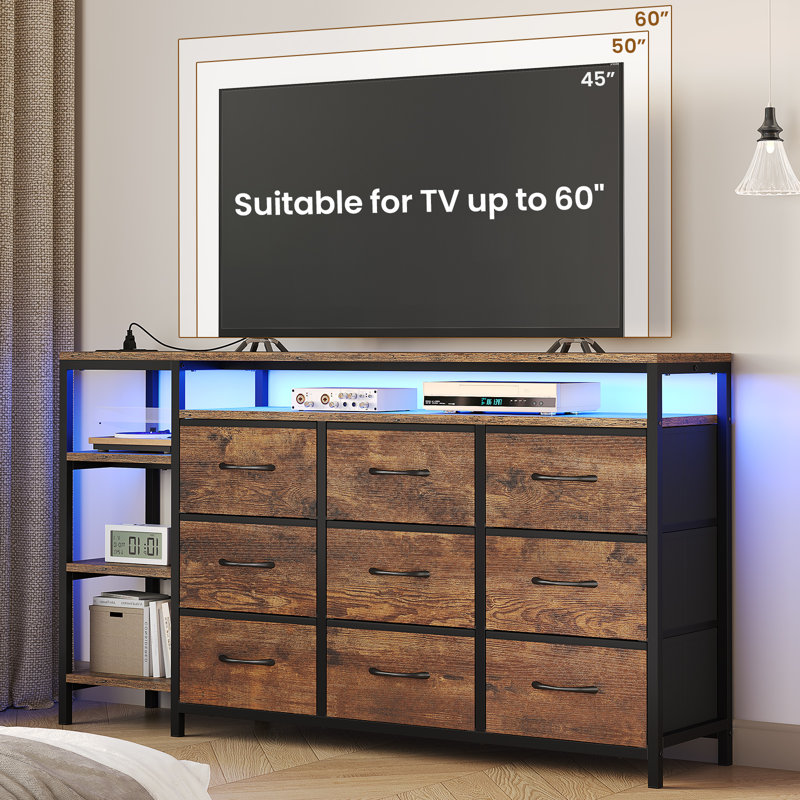 TV Stand for TVs up to 65", Black/Brown