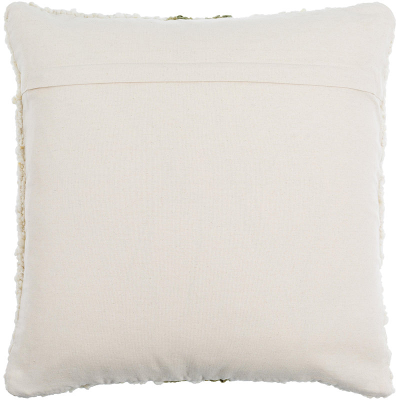 Alivia Cotton Throw Square Pillow, Polyester/Polyfill, 22" x 22", Olive Green